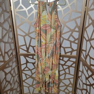 Mlle Gabrielle Multicolor Leaf Print High Low Dress